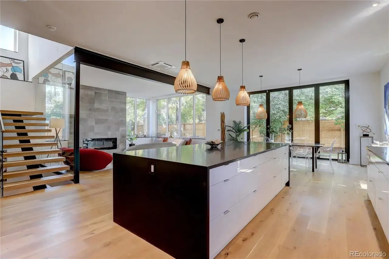 Open-plan kitchen and living space in a new custom home