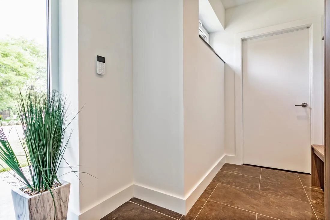Clean paint lines at a door and baseboard