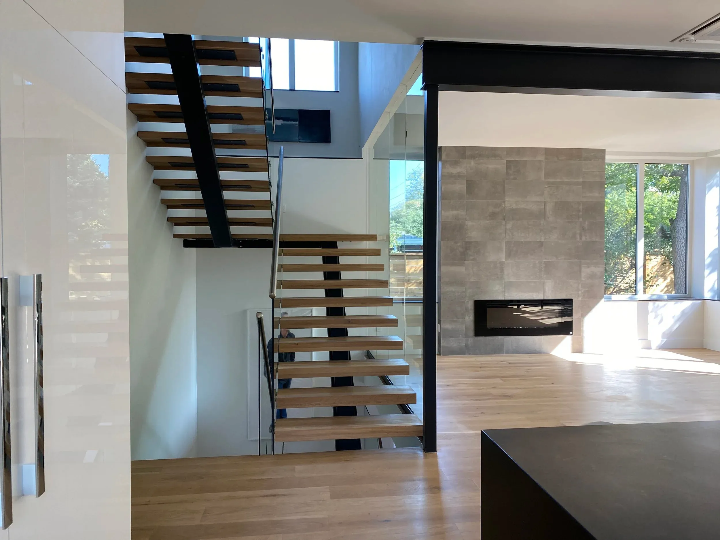 Custom three-story stairwell built by Palo Alto Construction Management