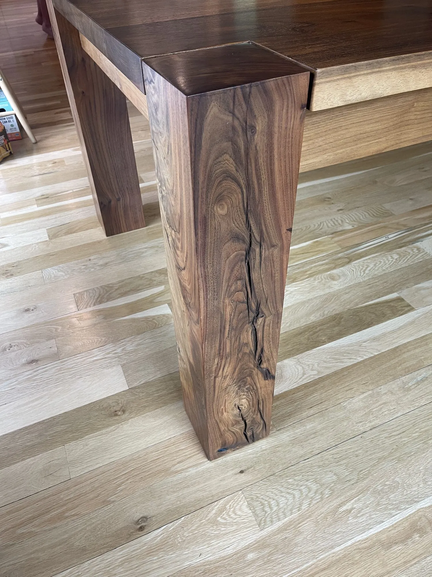 Figured walnut table leg